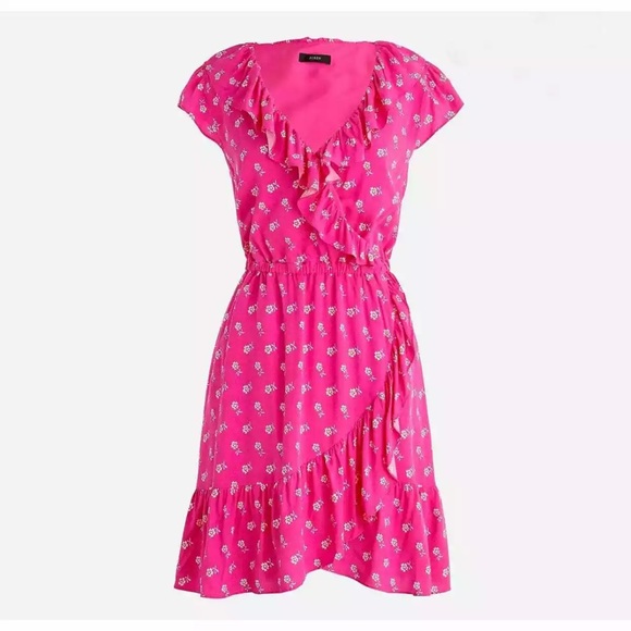 NWT J. Crew Pink Floral Print Ruffle Dress - Picture 4 of 10